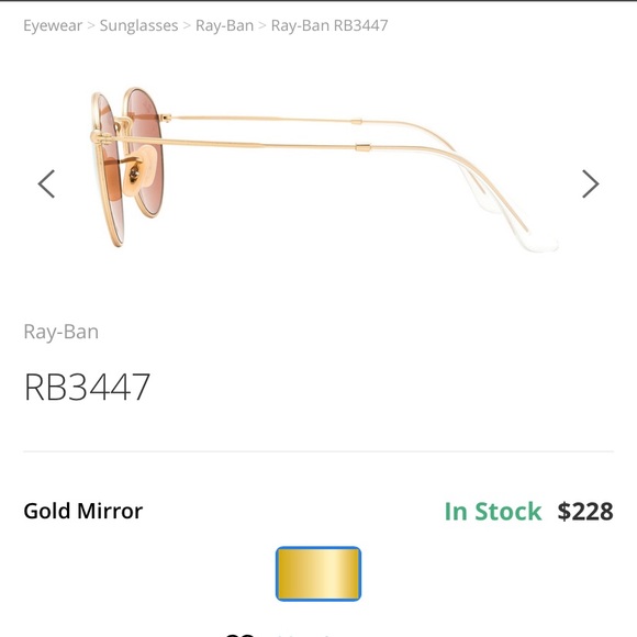 NWOT Ray-Ban RB-3447 Round Gold Metal Sunglasses - Picture 3 of 9